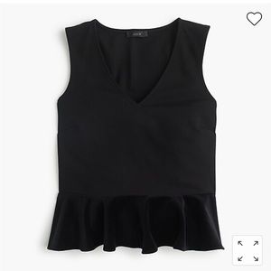 J. Crew velvet peplum top.  Black, size XS.